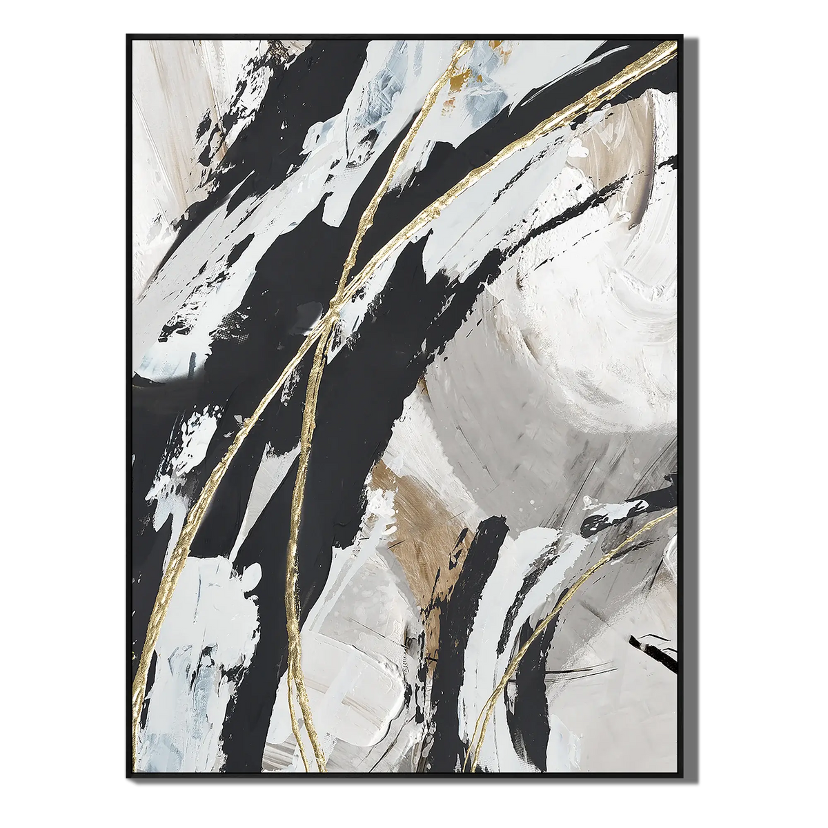 Gilded Chaos Stream Abstract Wall Art