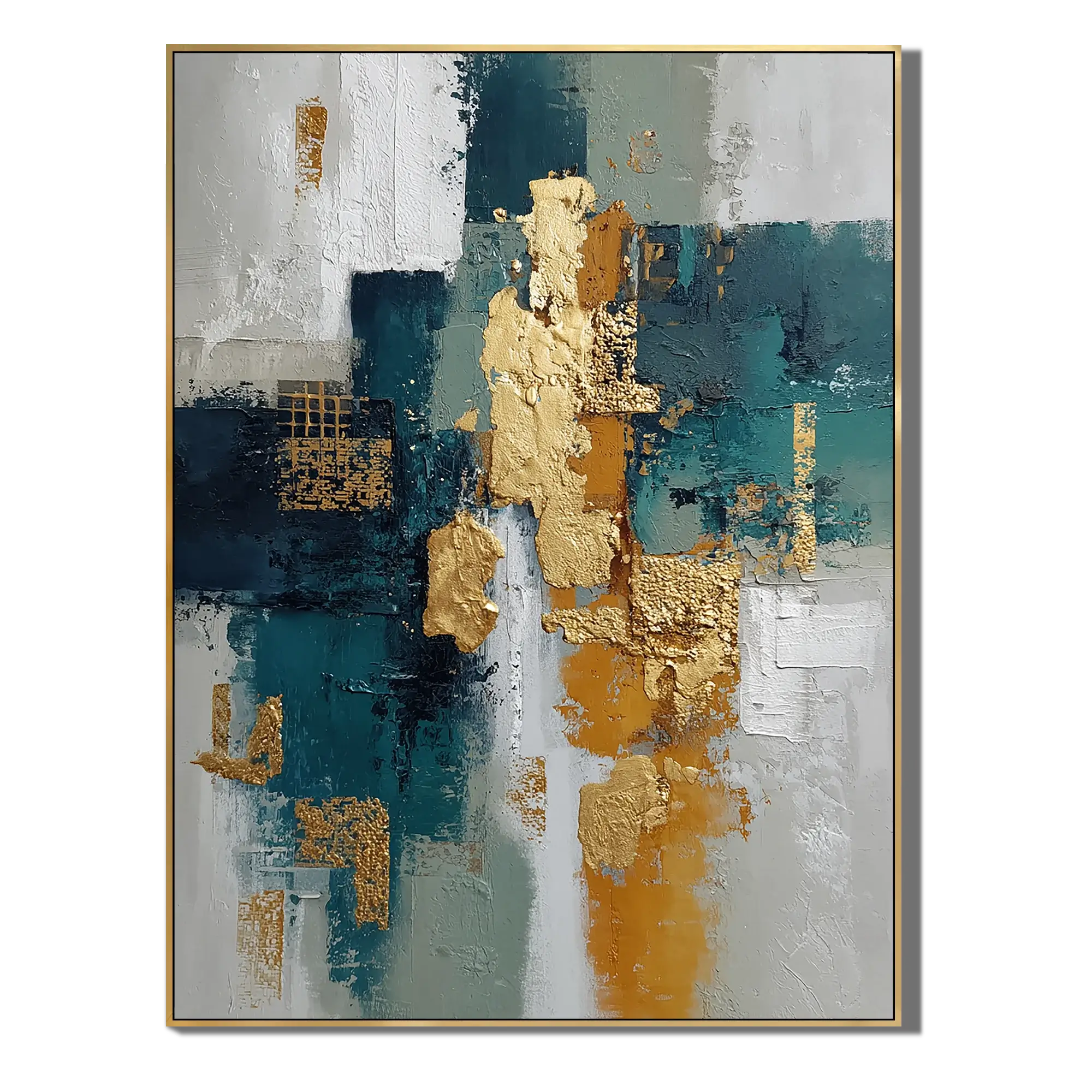 Teal and Bronze Textured Mural #CXV078