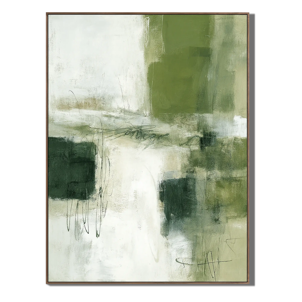 Green Gestures Abstract Wall Art