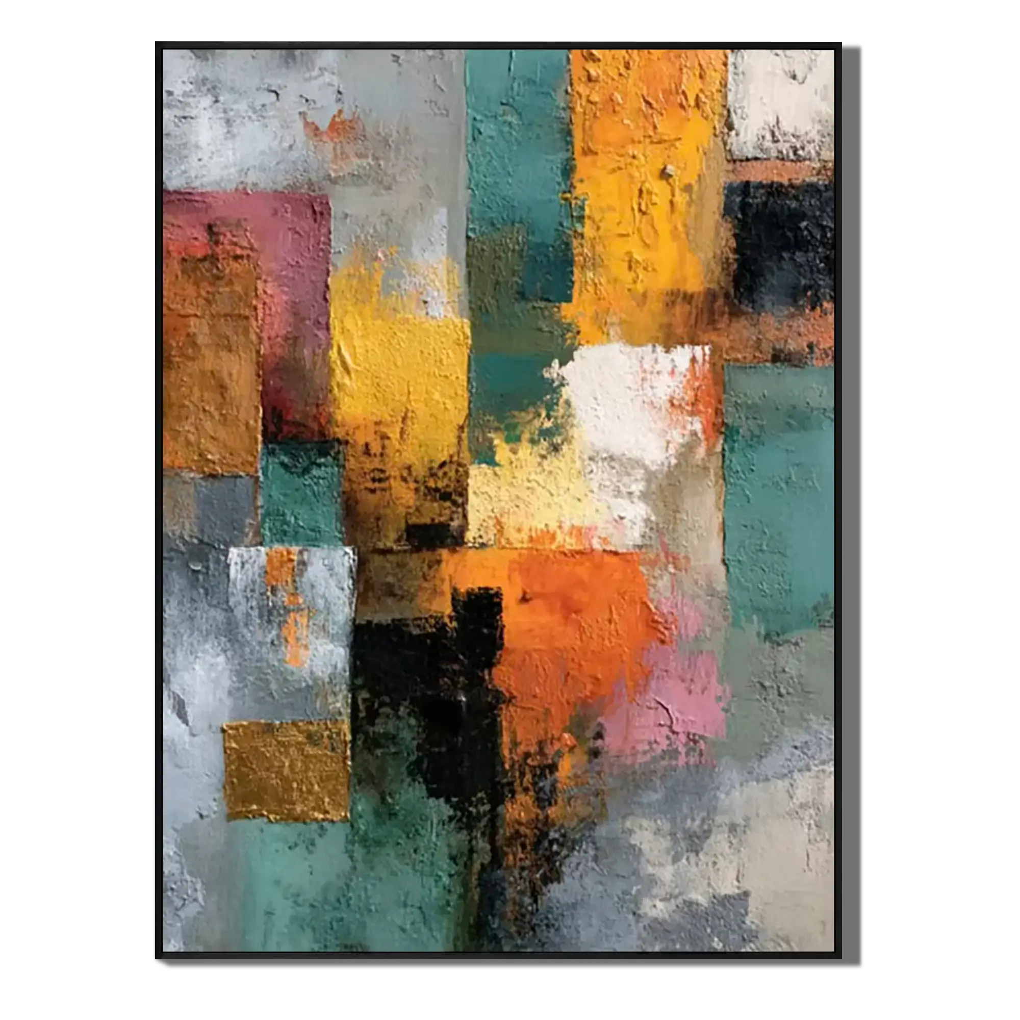 Multi Color Block Textured Canvas