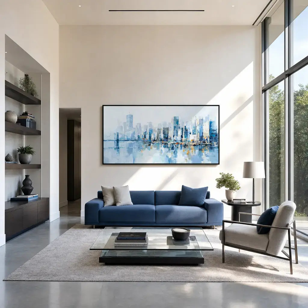 Misty Skyline Landscape Painting