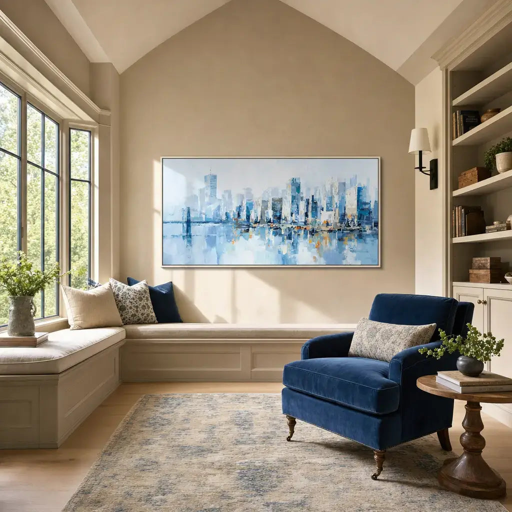 Misty Skyline Landscape Painting