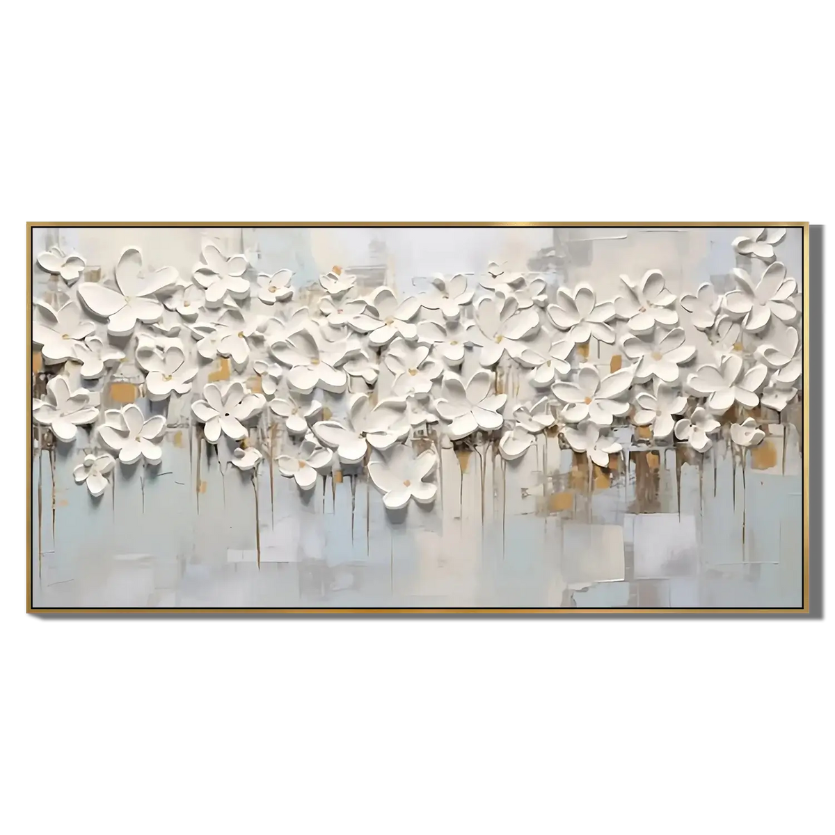 3D White Floral Texture Art #HHH024