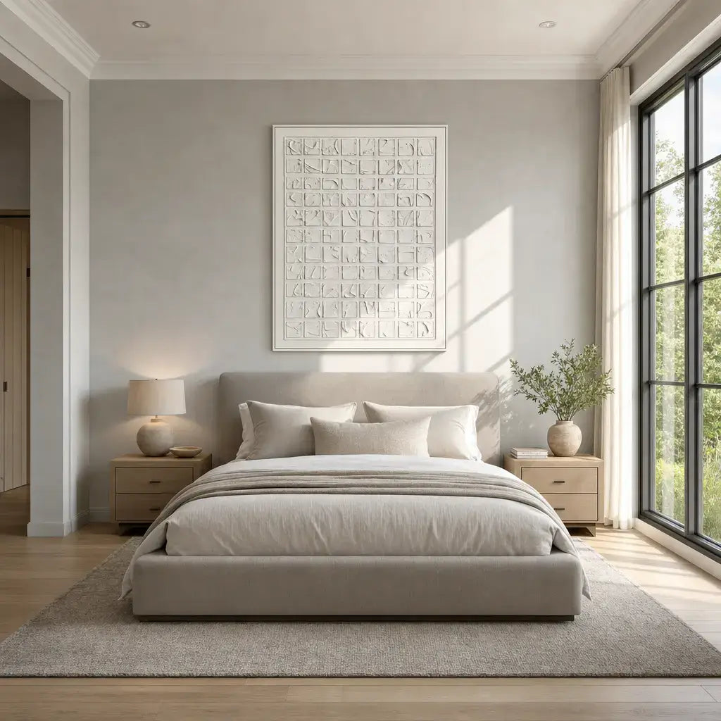 White Raised Patches Wabi Sabi Art