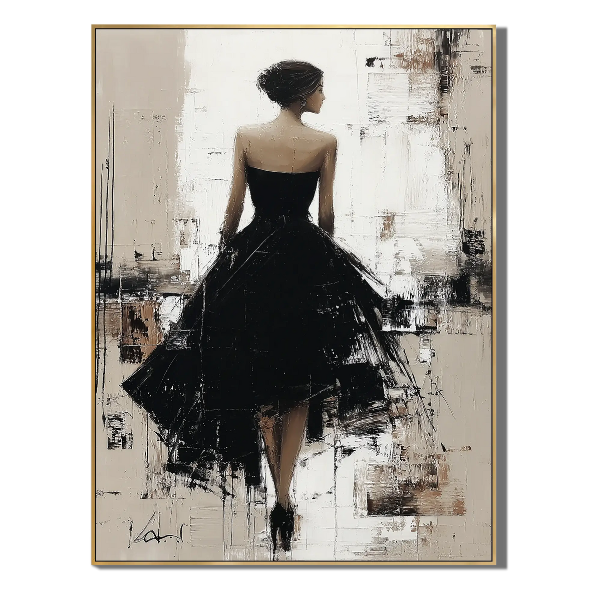 Elegant Woman in Black Gown