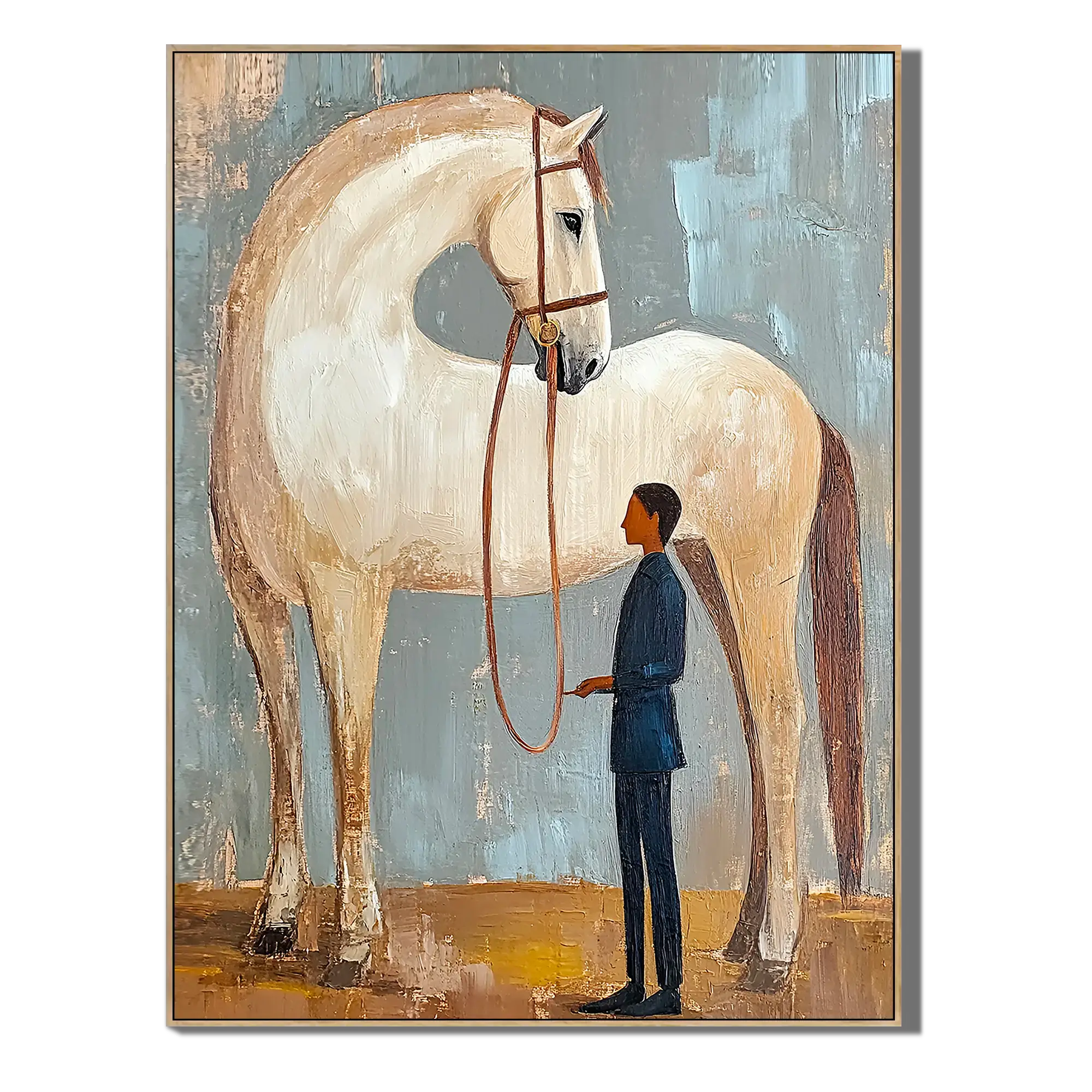 Stylized Equestrian with Pale Horse