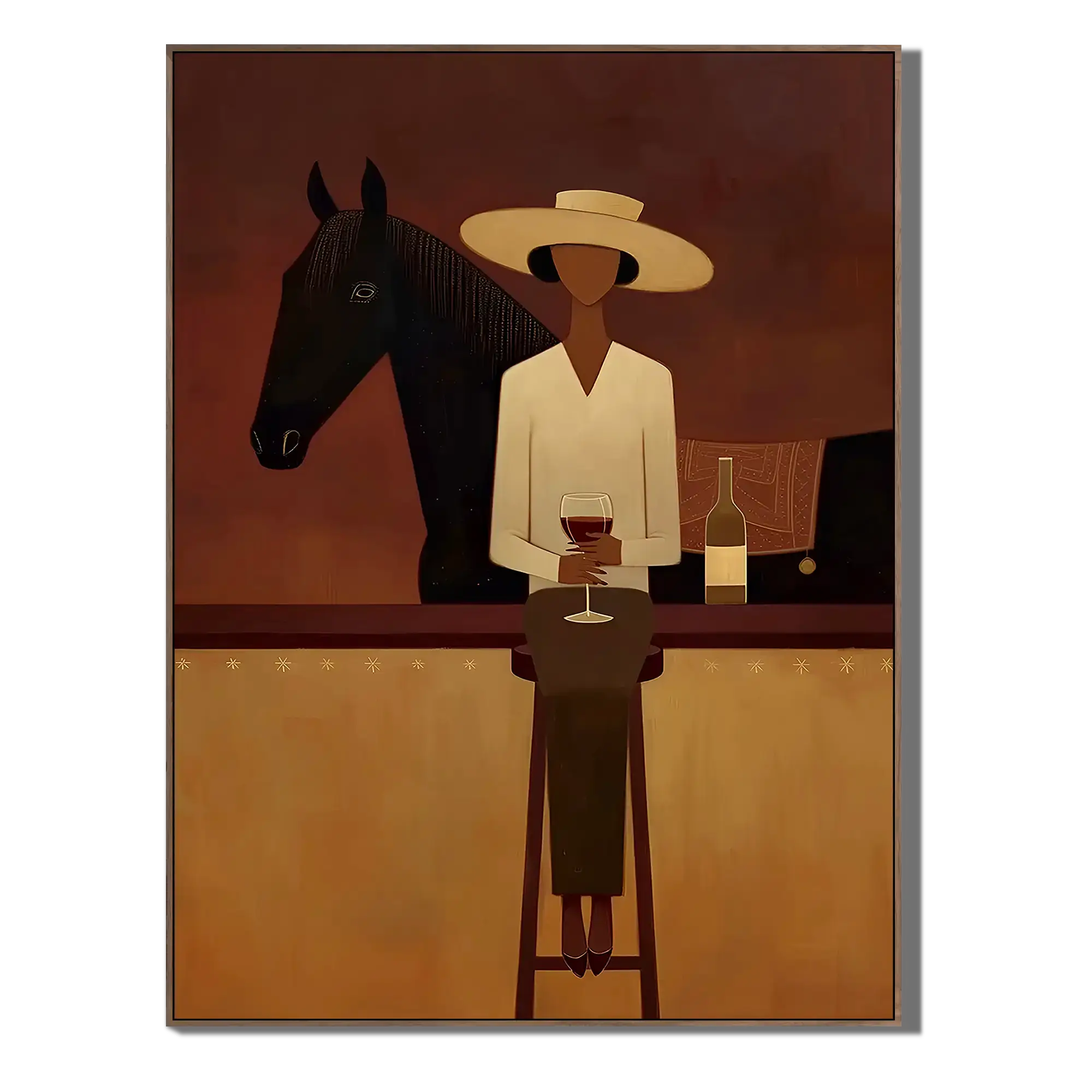 Woman and Black Horse Portrait
