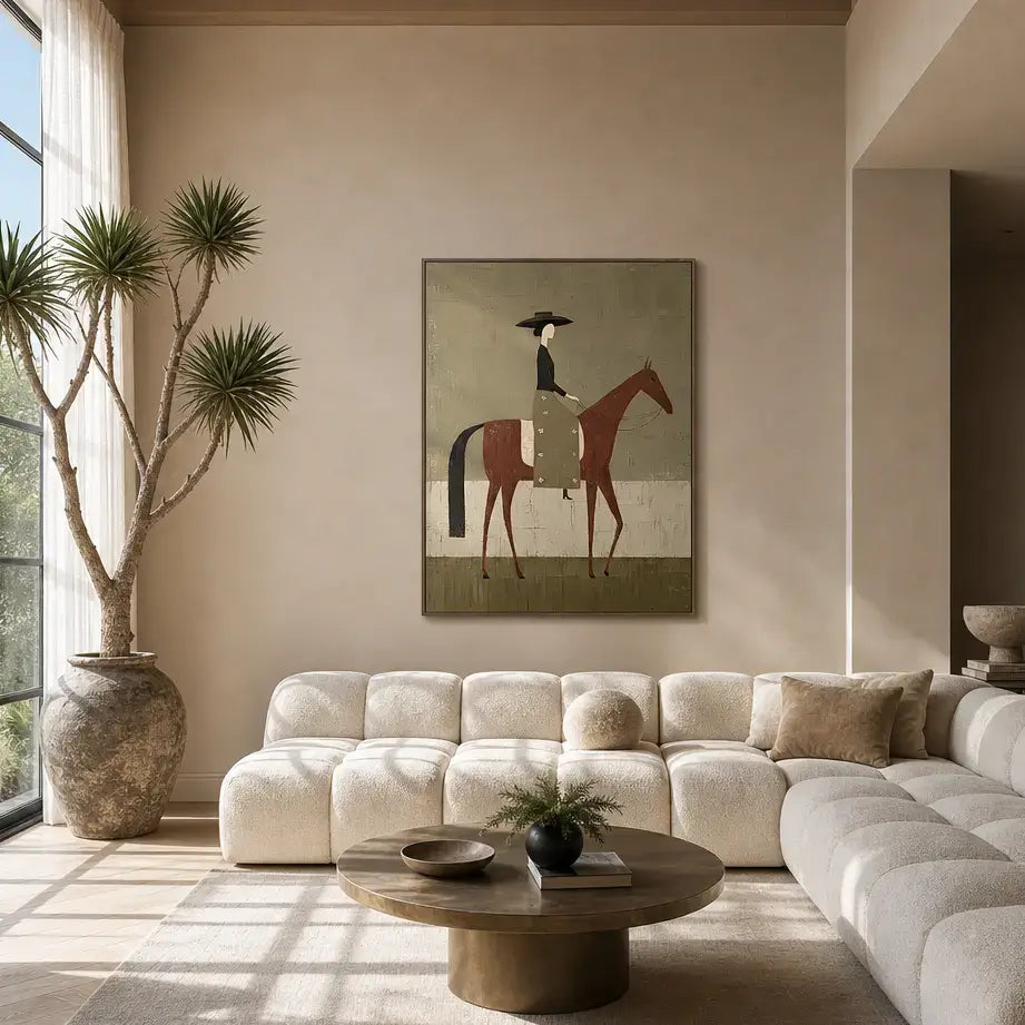 Minimalist Equestrian Woman on Horse