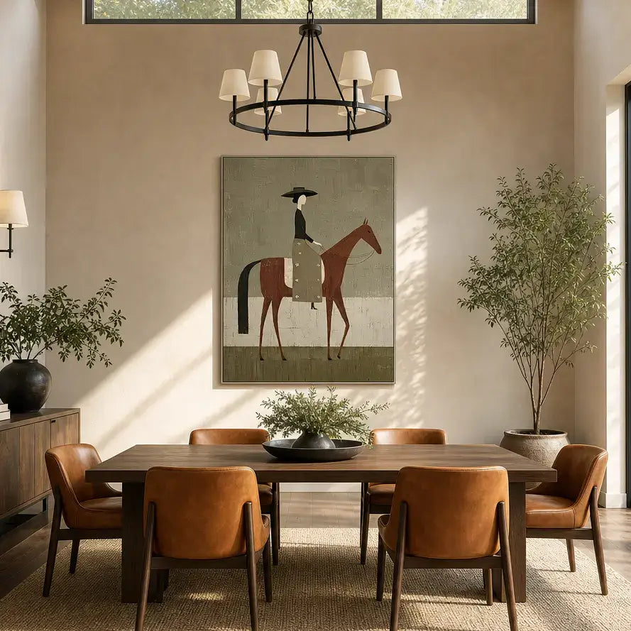 Minimalist Equestrian Woman on Horse