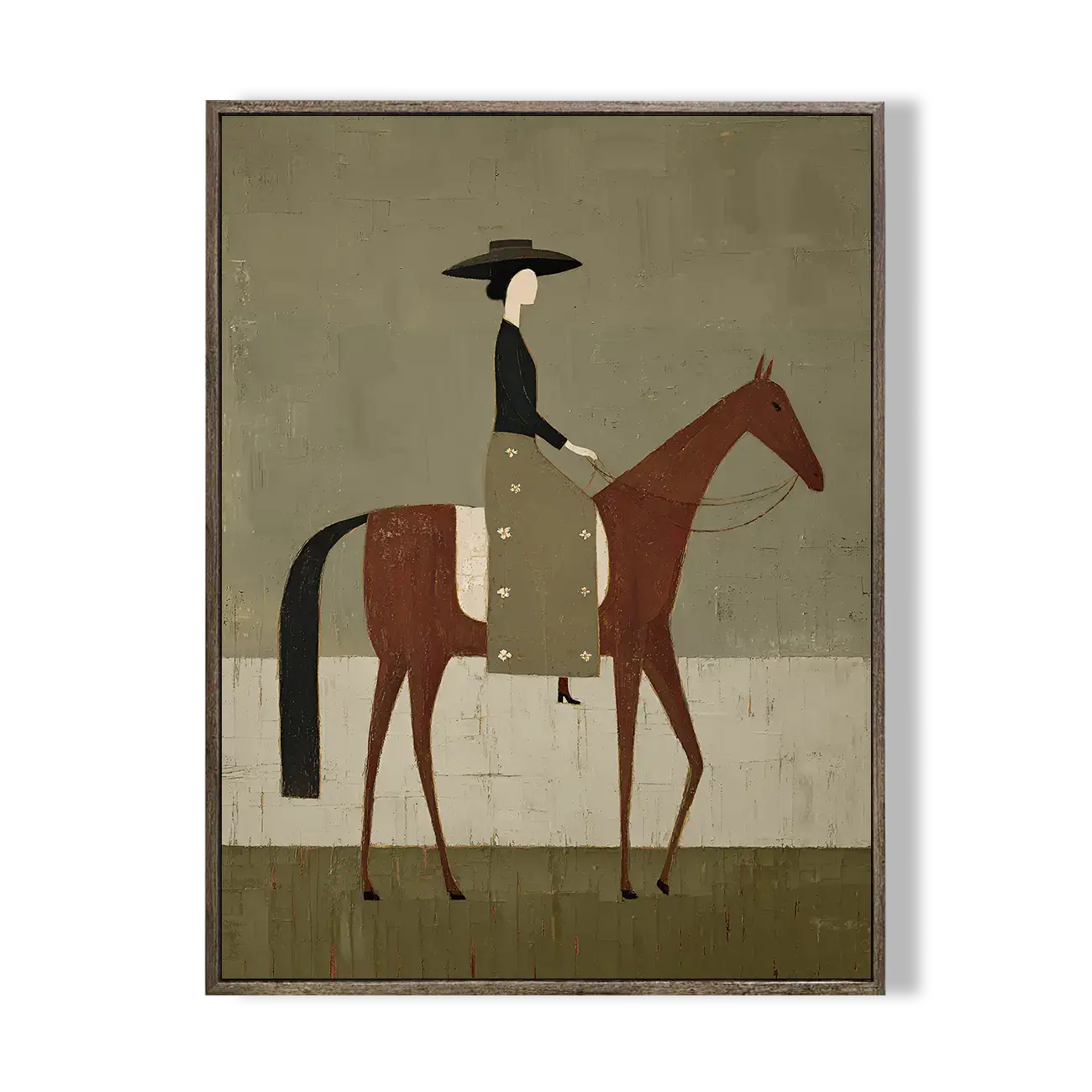 Minimalist Equestrian Woman on Horse