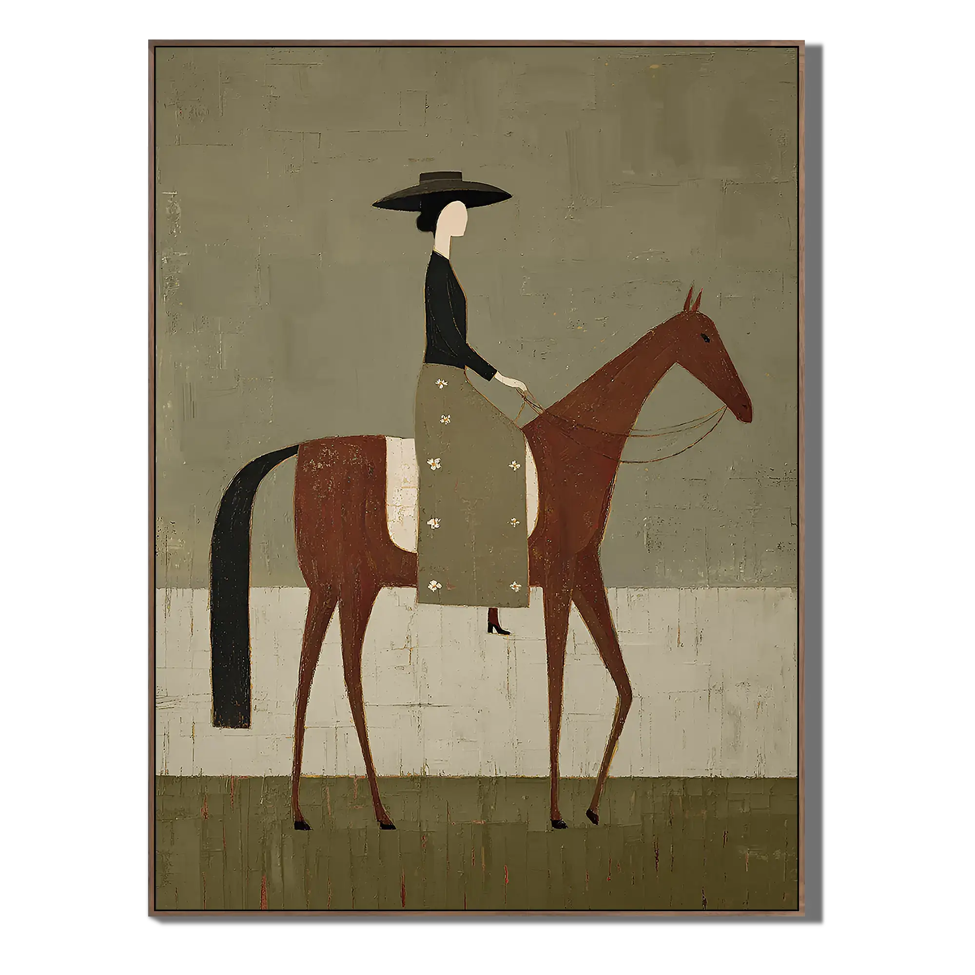 Minimalist Equestrian Woman on Horse