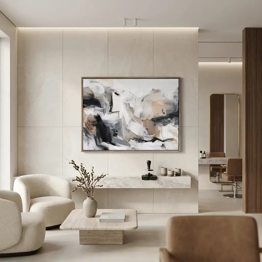 Modern living room with abstract painting on the wall