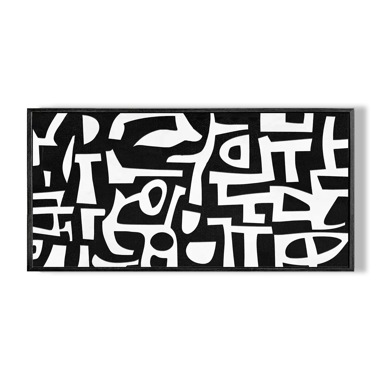 Abstract black and white artwork on a white background