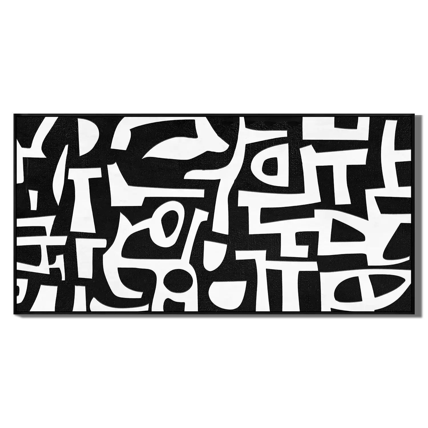 Abstract black and white artwork on a white background