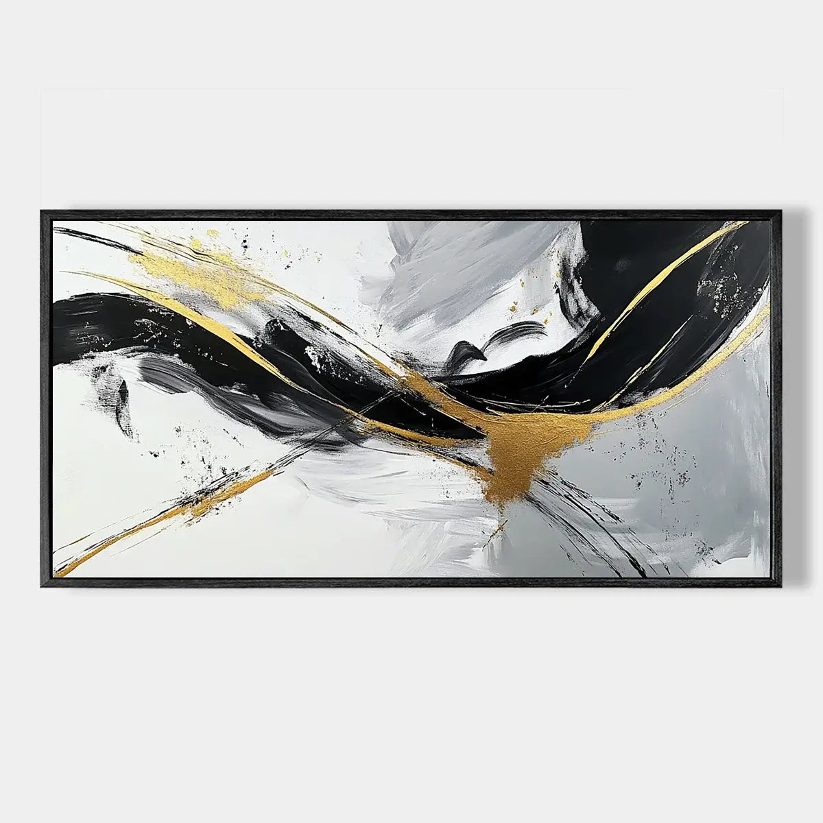 Black And Gold Abstract Painting #CXH001