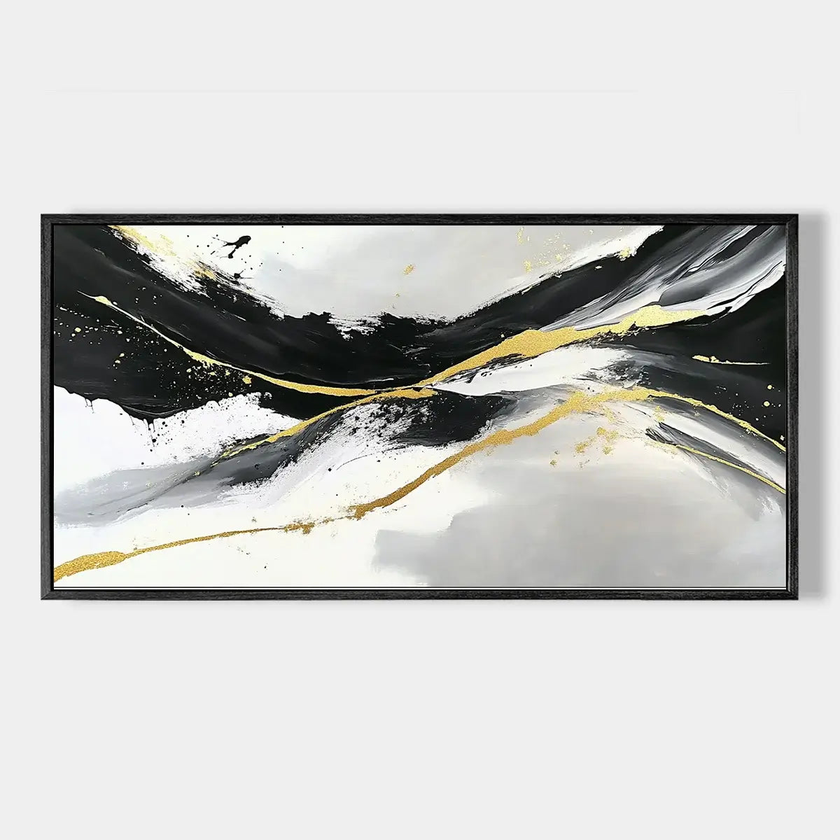 Black And Gold Abstract Painting #CXH003
