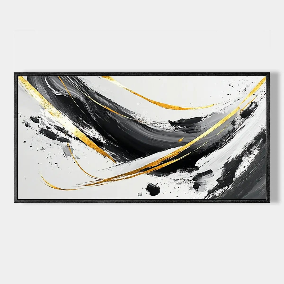 Black And Gold Abstract Painting #CXH004