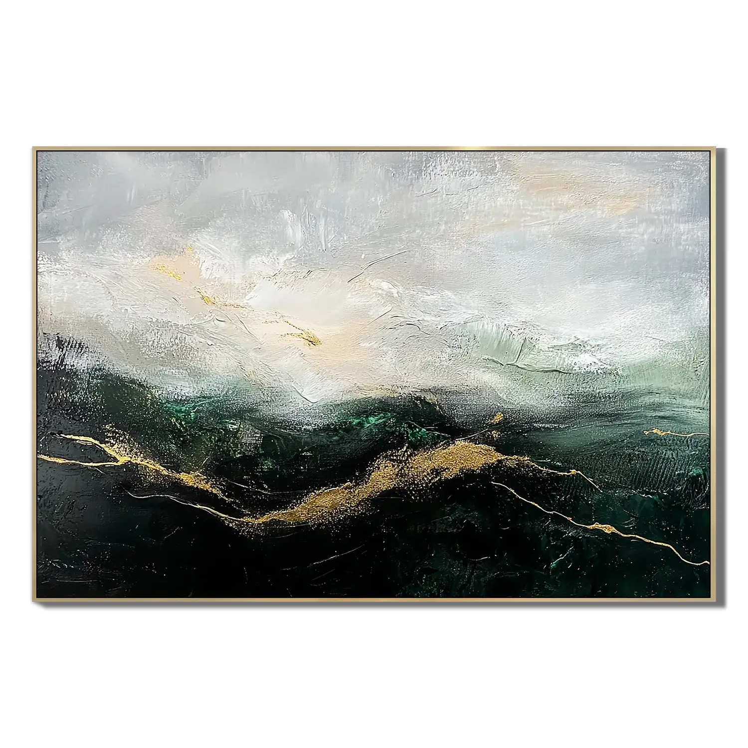 Emerald Peak Gilded Abstract Wall Art