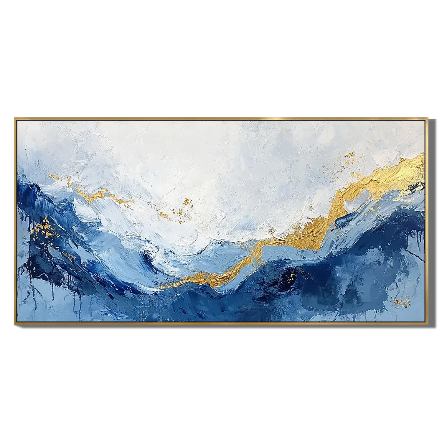 Golden Stream Abstract Wall Art
