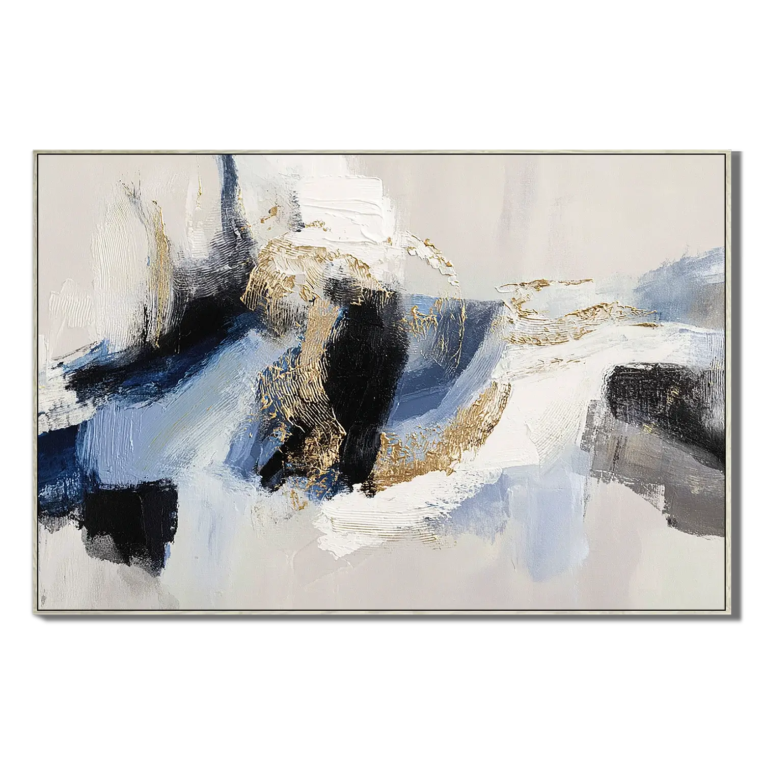 Azure Gold Currents Abstract Wall Art