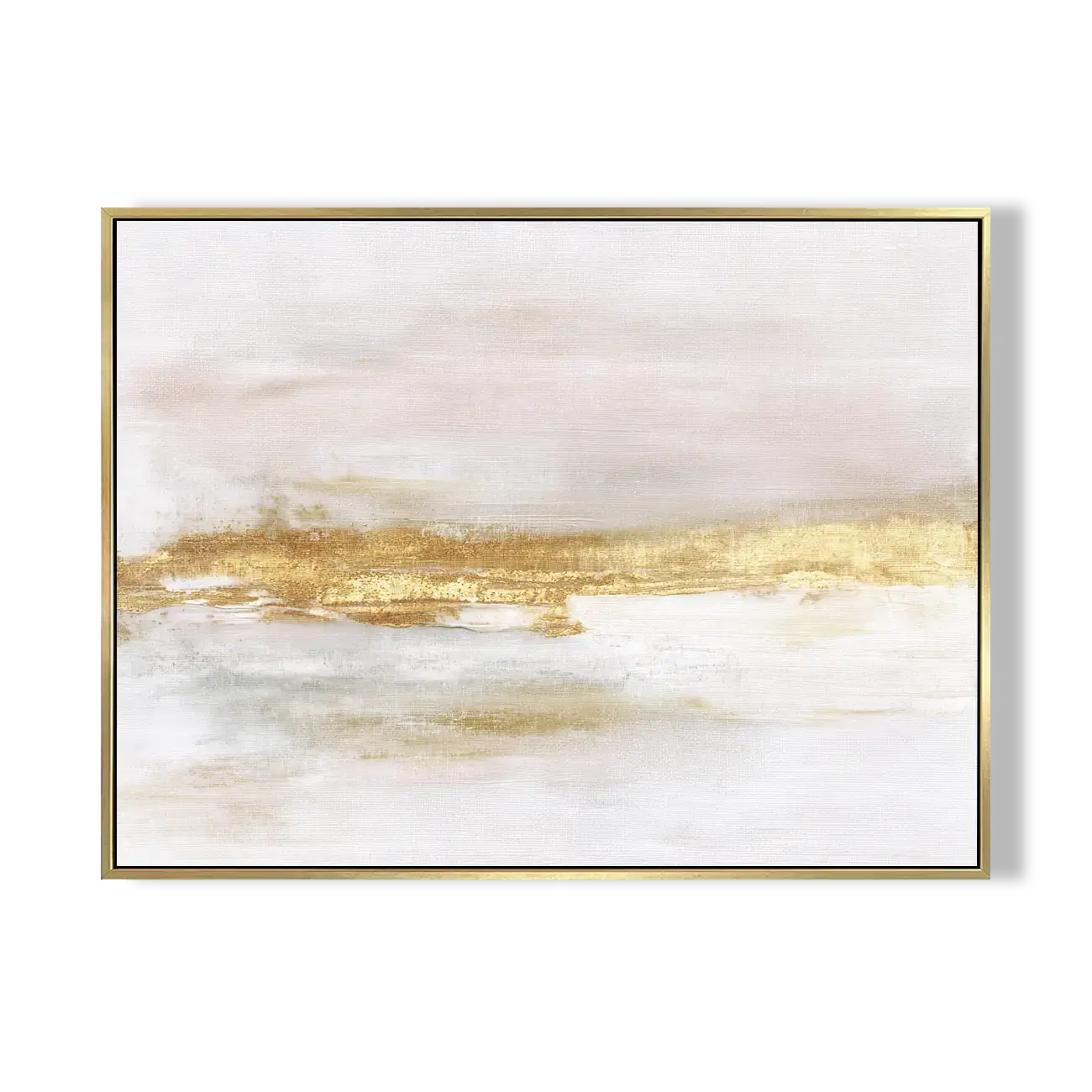 Abstract art piece with gold stripe on a white background