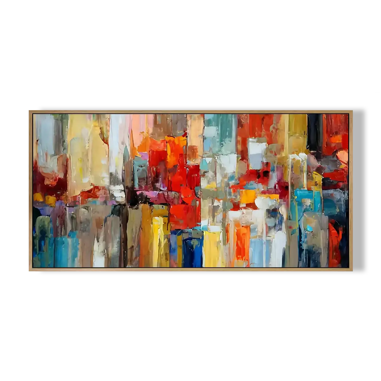 Abstract painting with vibrant colors on a white background