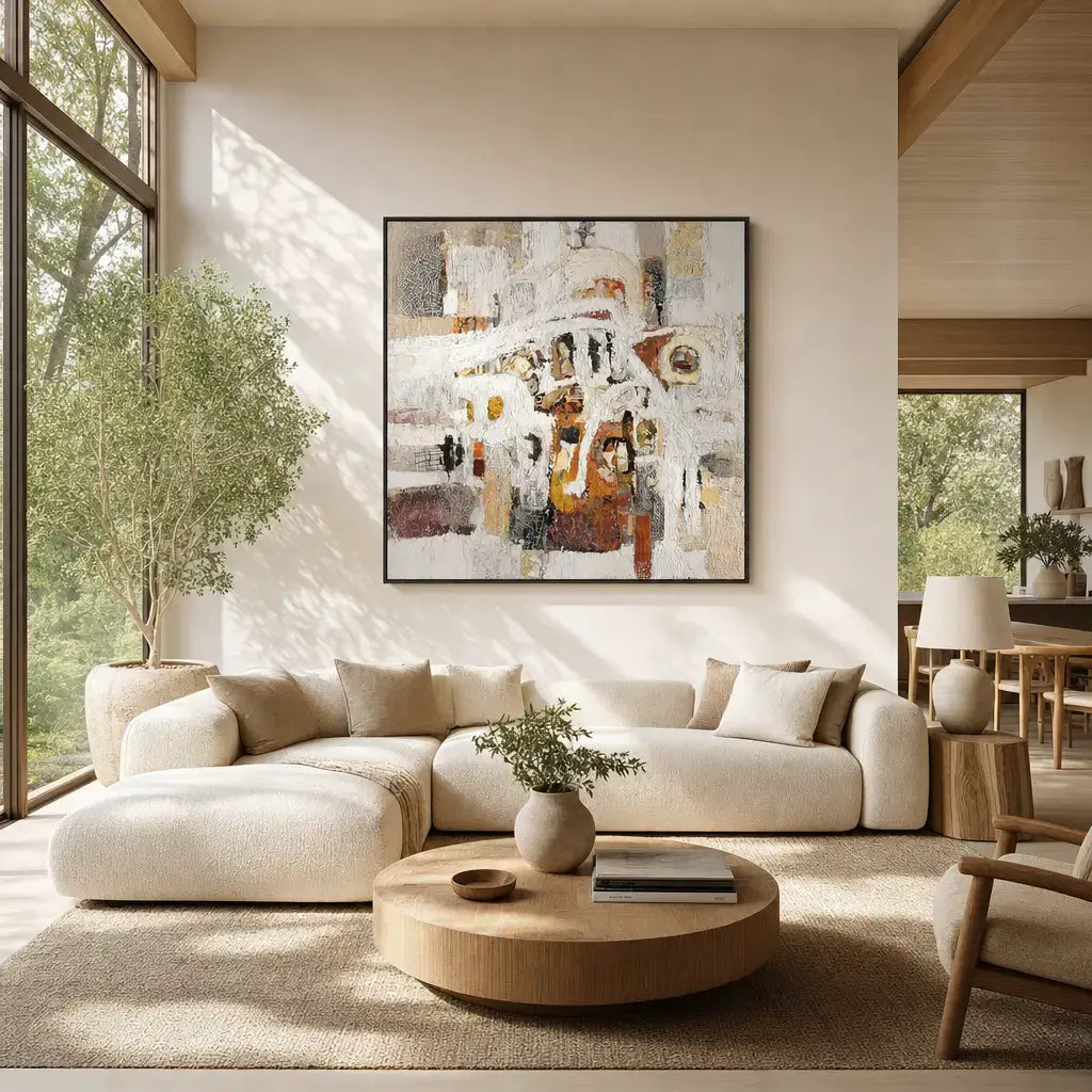 White Stone Village Abstract Wall Art