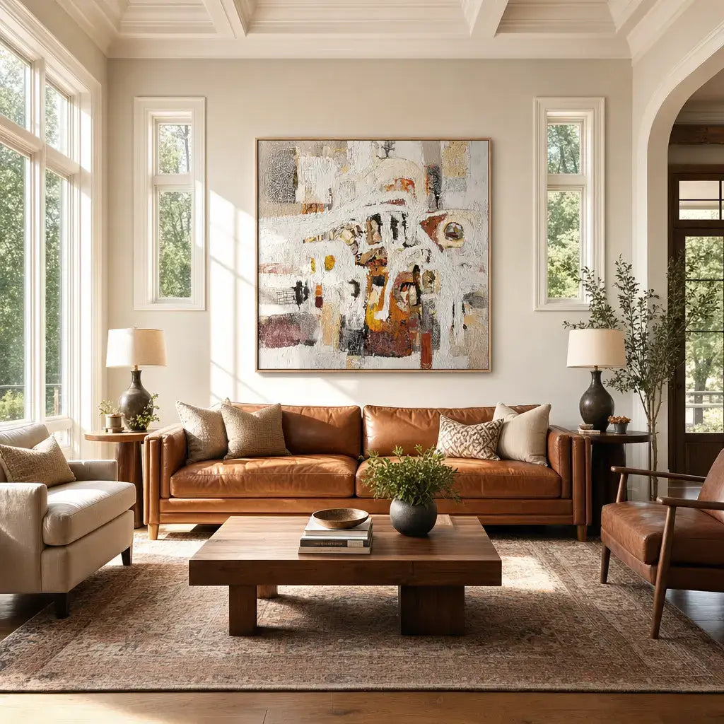 White Stone Village Abstract Wall Art