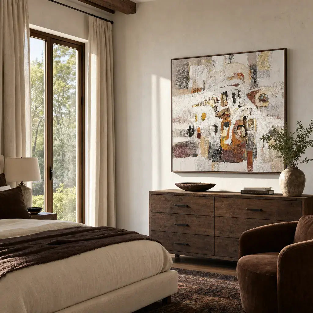 White Stone Village Abstract Wall Art