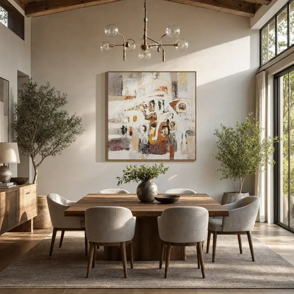 White Stone Village Abstract Wall Art