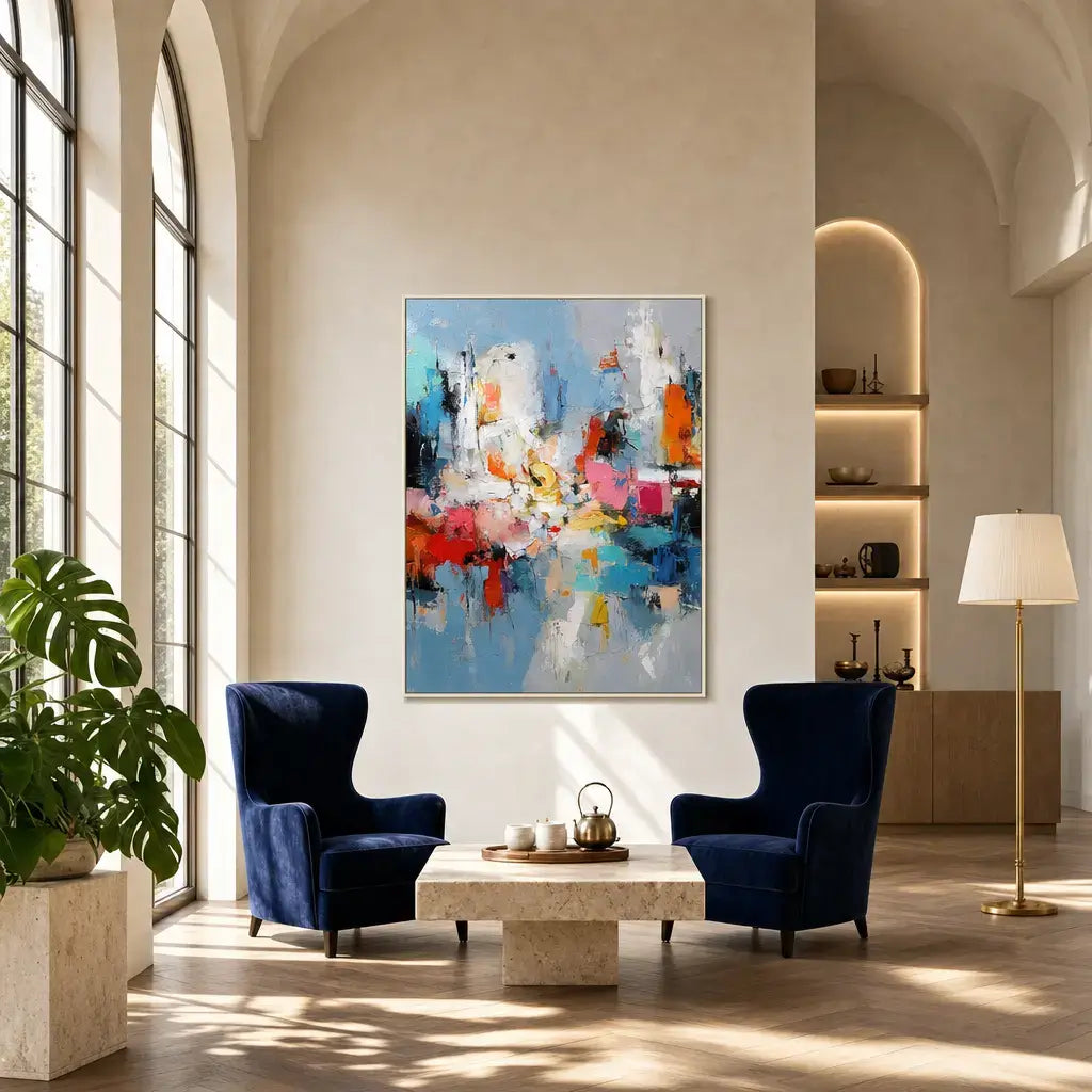 Vibrant Harbor Shapes Abstract Wall Art