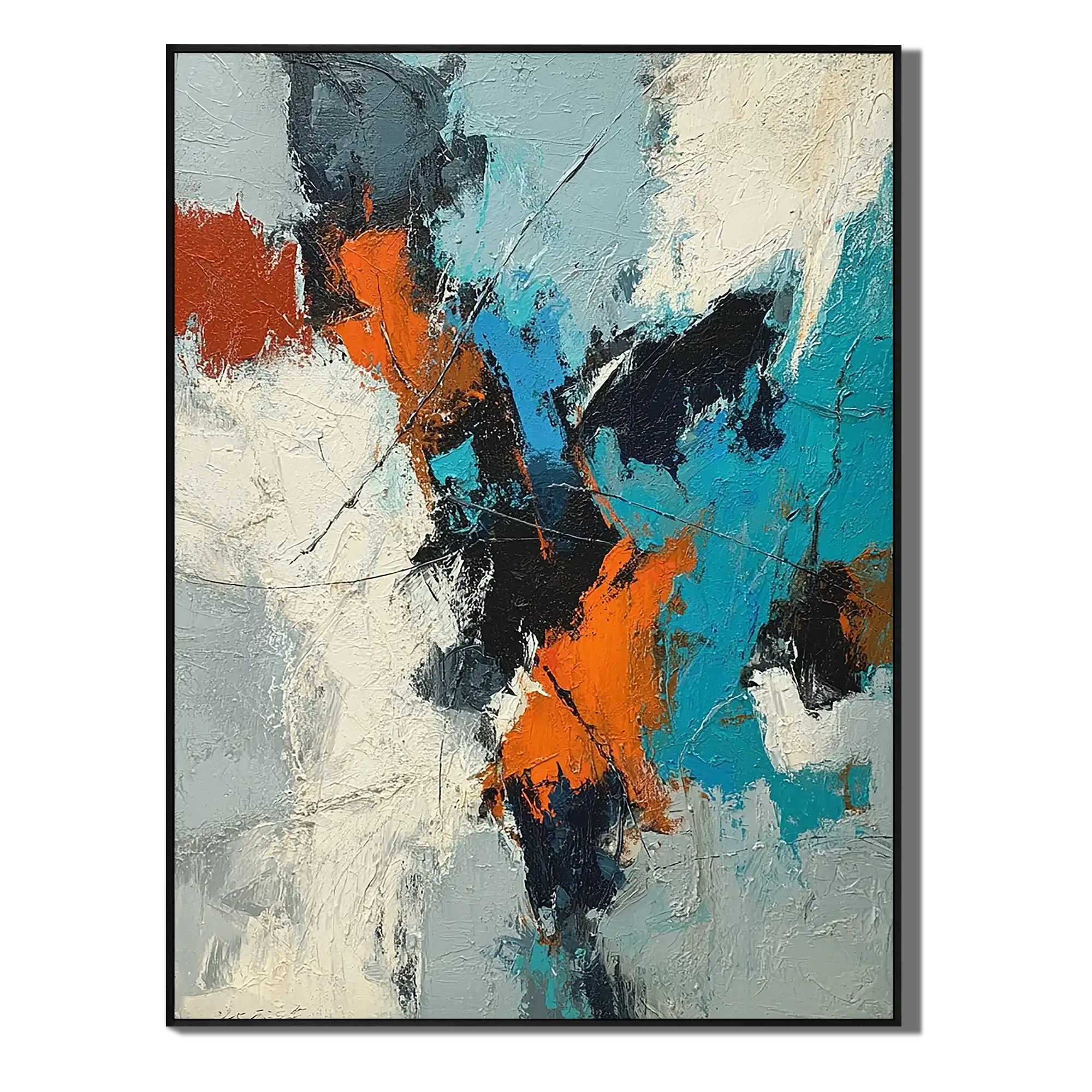 Azure Ember Strike Abstract Wall Art