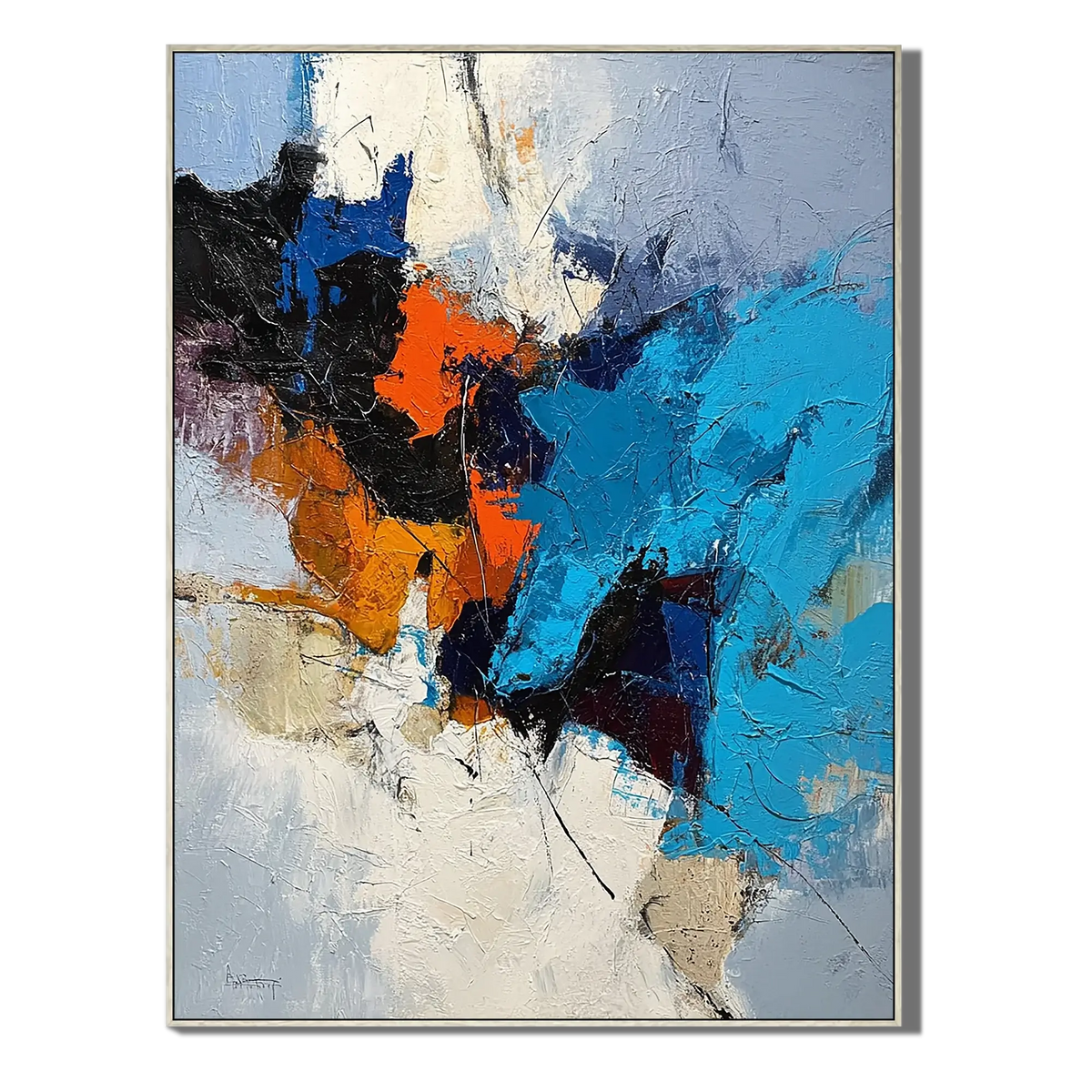 Azure Ember Burst Abstract Wall Art