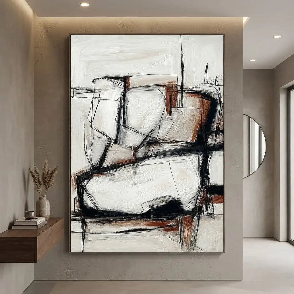 Abstract art piece in a modern interior setting