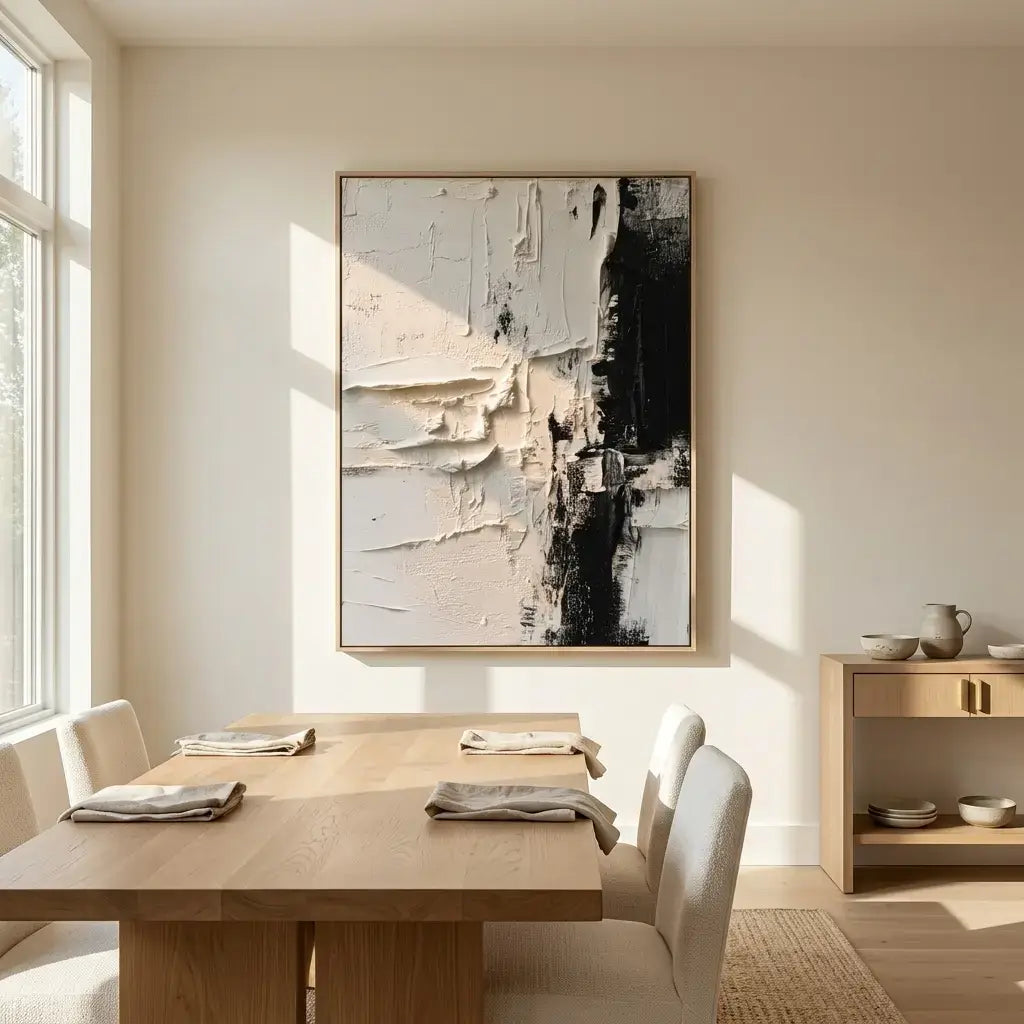 Ivory Ebony Divide Abstract Wall Art