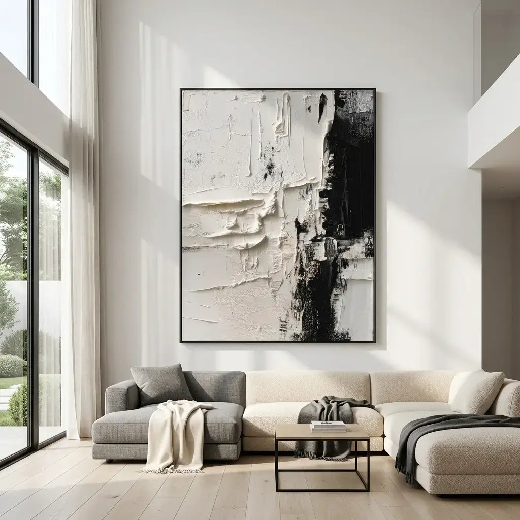 Ivory Ebony Divide Abstract Wall Art