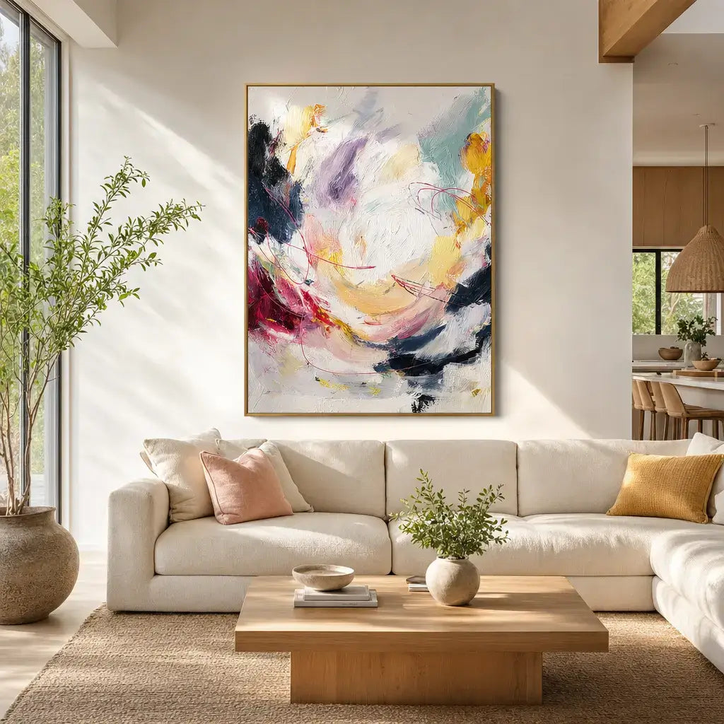 Vibrant Thread Swirl Abstract Wall Art