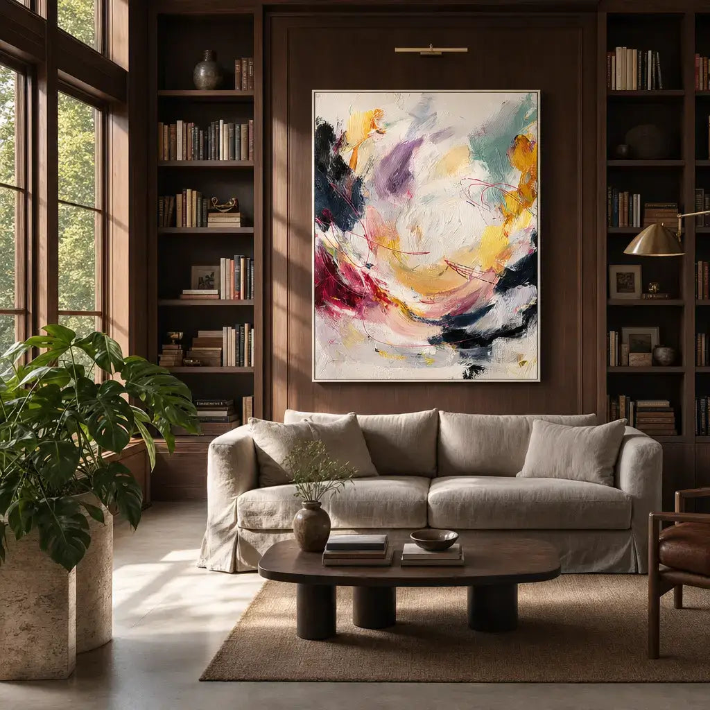 Vibrant Thread Swirl Abstract Wall Art