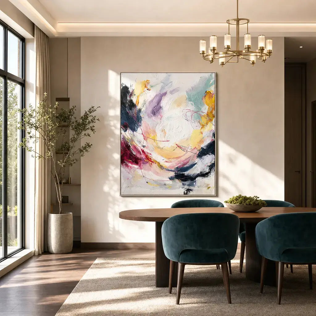 Vibrant Thread Swirl Abstract Wall Art