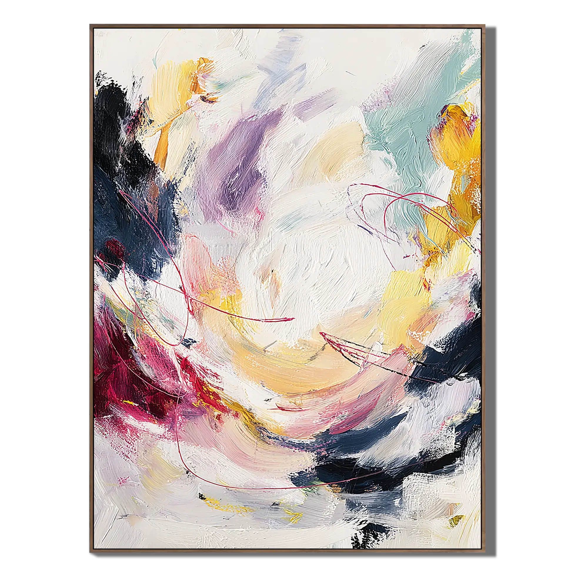 Vibrant Thread Swirl Abstract Wall Art