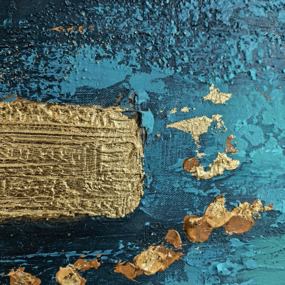 Gilded Teal Layers Abstract Wall Art