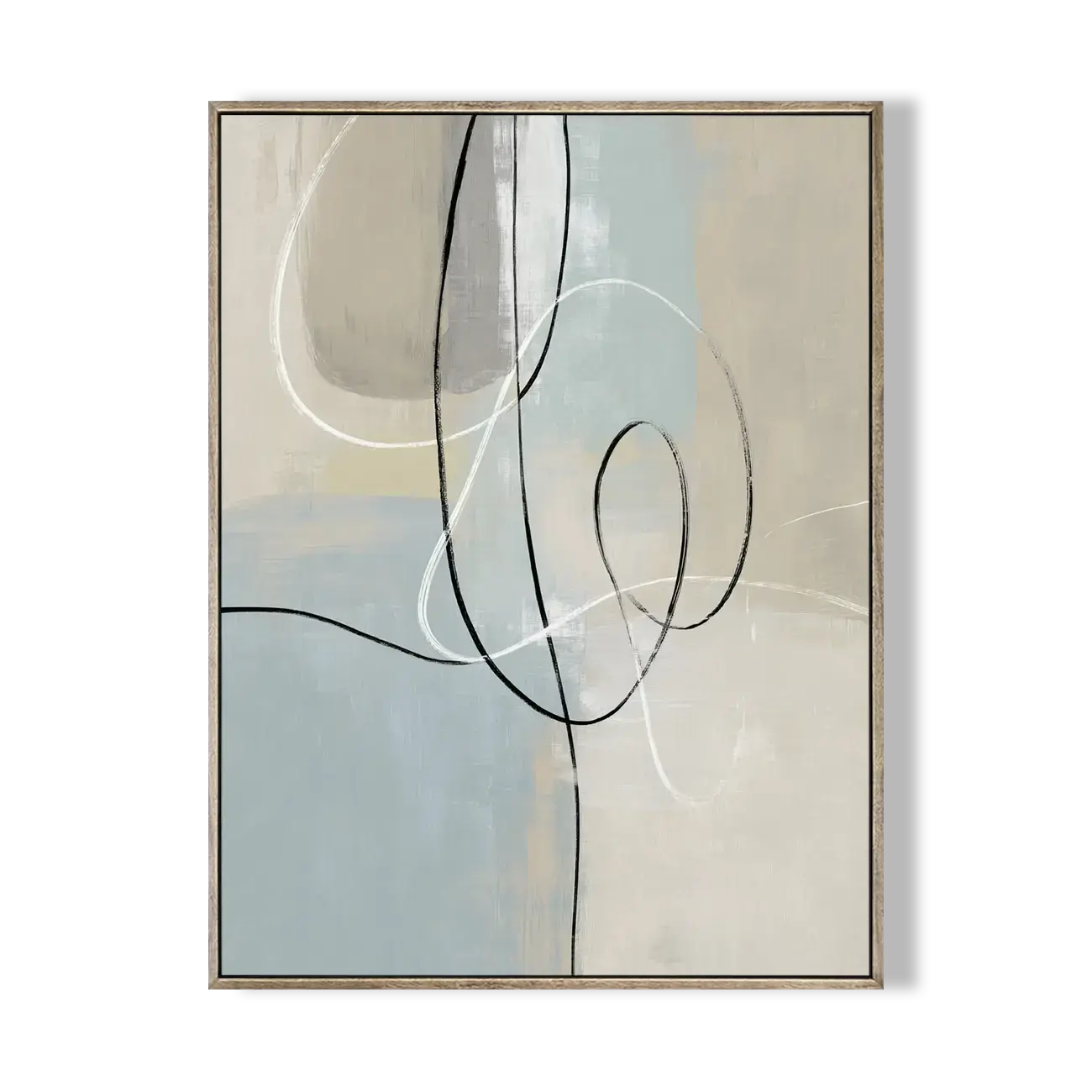 Abstract art piece with wavy lines on a light background