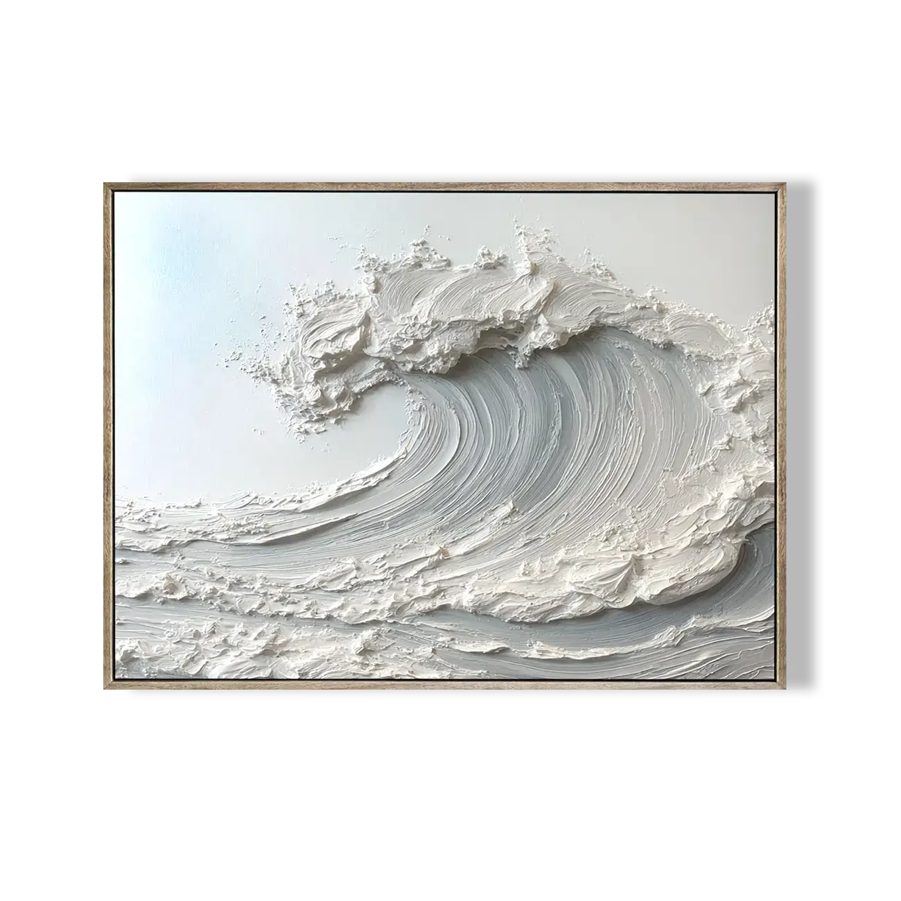 3D Textured White Wave Oil Painting #FJH016