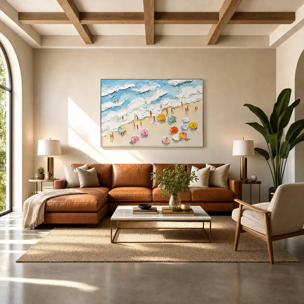Azure Beach Umbrellas Ocean Wall Art