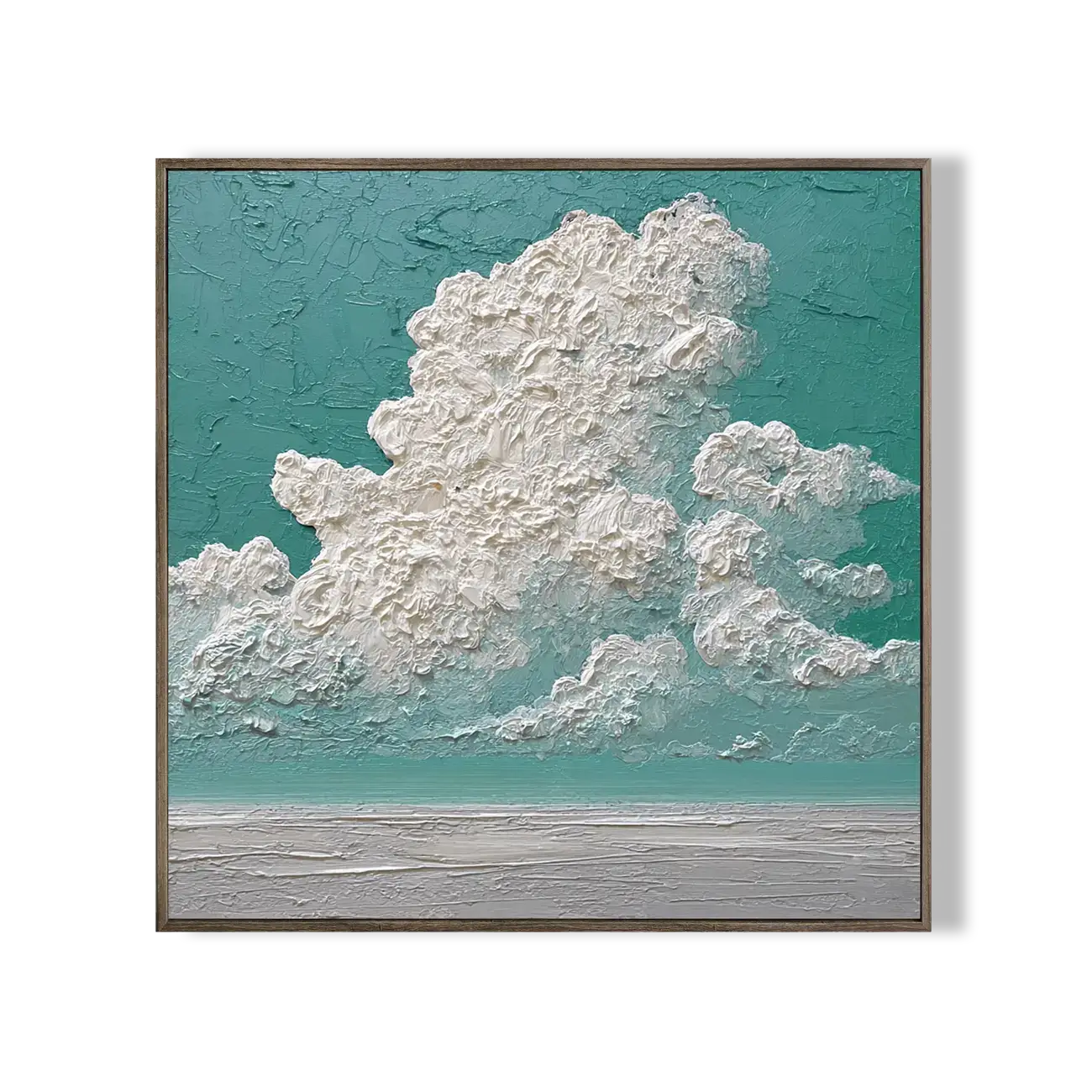 Teal Sky Textured Abstract Art #FJS003