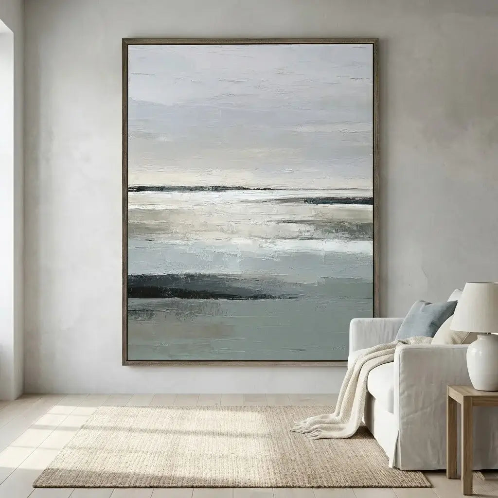 Abstract painting in a modern living room setting