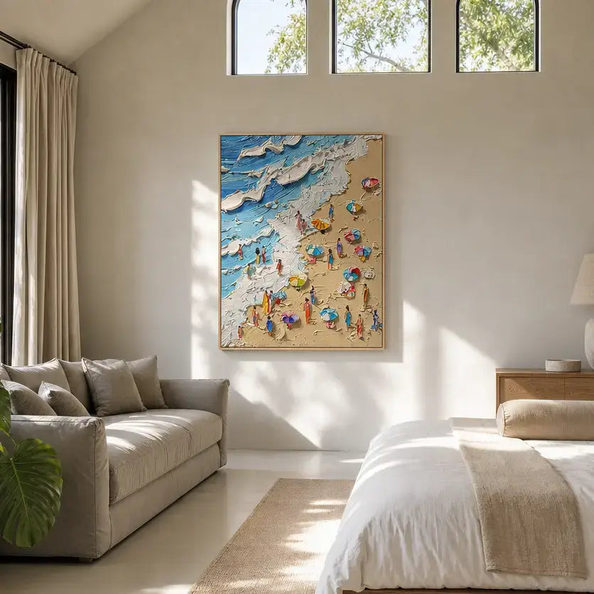 Azure Shore Parasols Ocean Wall Art