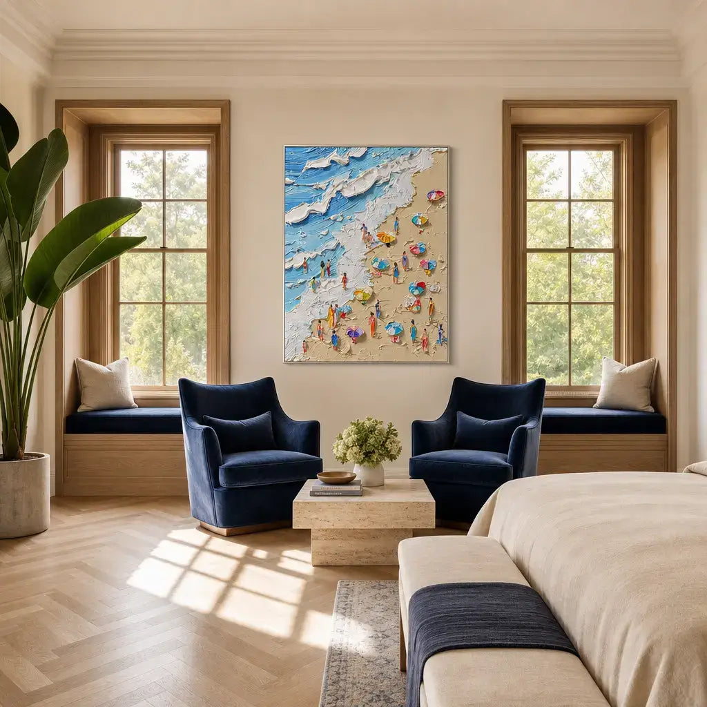 Azure Shore Parasols Ocean Wall Art