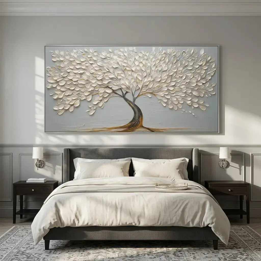 Minimalist White Petal Curve Tree #HHH023