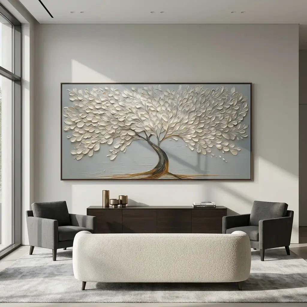 Minimalist White Petal Curve Tree #HHH023